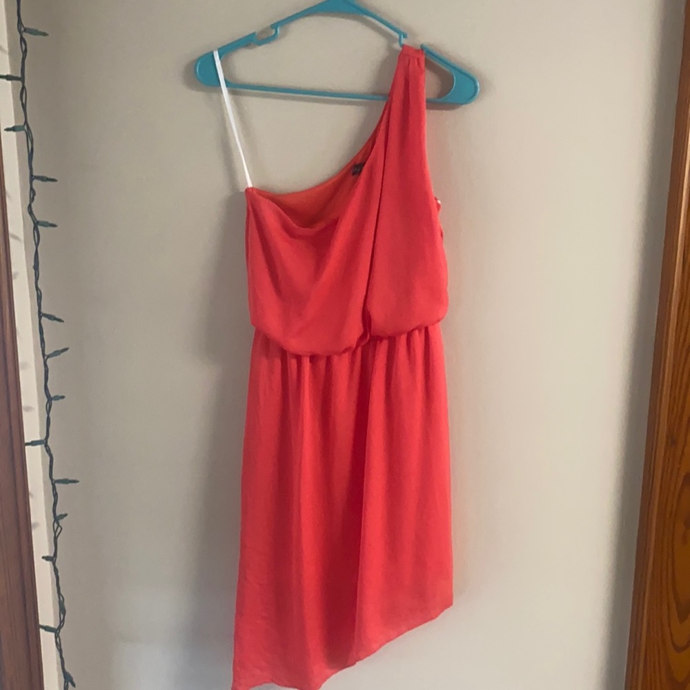 Coral one shoulder dress